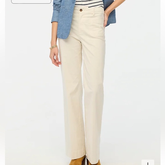 J crew natural Lizzie high-rise patch-pocket wide-leg pant - Picture 1 of 5